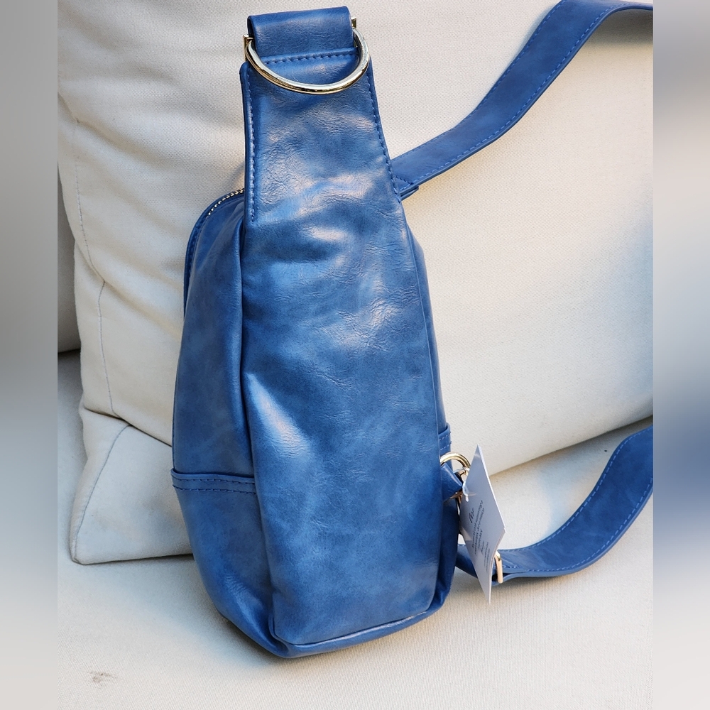 Pretty Simple Women's Waverly Navy Woven Vegan Leather Sling Crossbody Bag - Picture 8 of 8